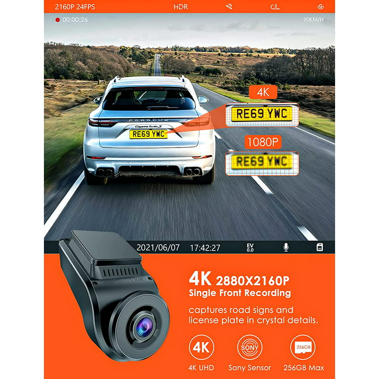 Vantrue S1 4K Dash Cam Built in GPS Speed, Front and Rear Dual 1080p Dash Camera