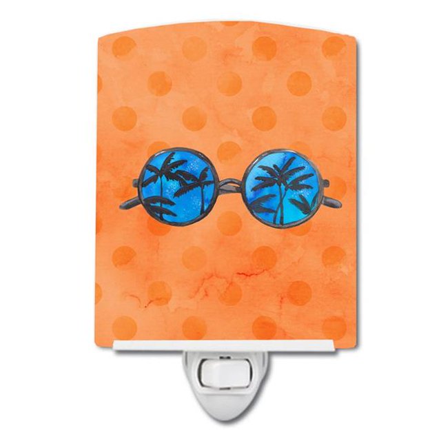 Carolines Treasures BB8178CNL Sunglasses Orange Polkadot Ceramic Night Light