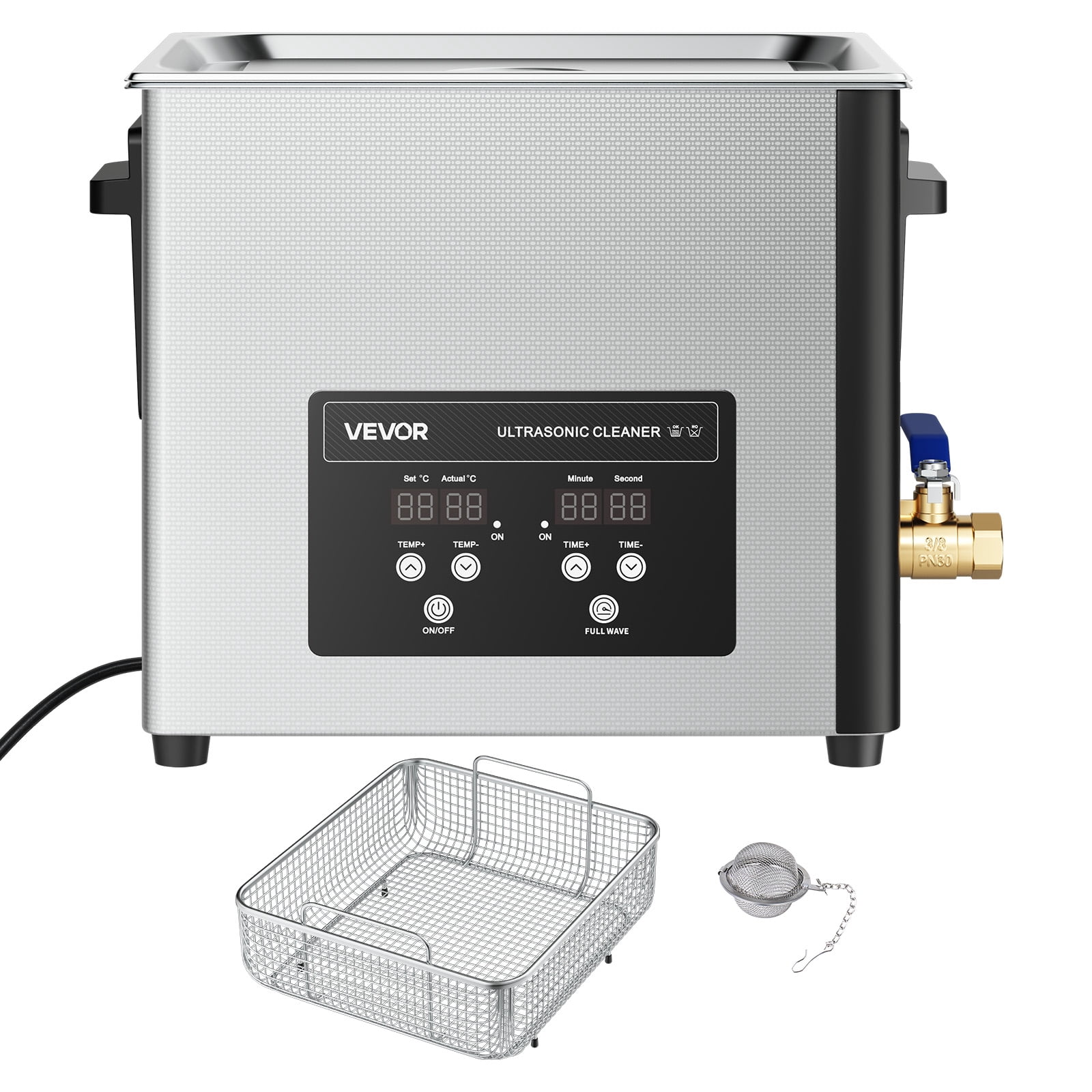 VEVOR 15L Ultrasonic Cleaner, Professional Ultrasonic Cleaner Machine with Cleaning Basket & Digital Display,240W Stainless Steel 40kHz Industrial Cleaning Machine for Parts,Carburetors,Instruments