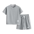thumbnail image 7 of HAOTAGSBoys Outfit Sets, Short Sleeve T-Shirt & Elastic Waist Shorts with Pockets Summer Kids Fashion Clothes Gray Size 8, 7 of 7