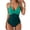 Turquoise #110, variant on Women's One Piece Swimsuits Tummy Control Front Cross Bathing Suits V Neck Slimming Tie Back Swimwear Royal Blue L