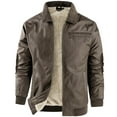 thumbnail image 3 of Dagegui Men's Fleece Lined Jackets Winter Warm Full Zip Up Bomber Jacket Fall Waterproof Varsity Coats with Pockets Brown S, 3 of 8