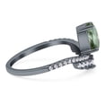 thumbnail image 2 of Natural Green Amethyst Prasiolite Black Tone Silver Size-5 Art Deco Pear Teardrop Chevron Ring Cocktail Crown Style Cluster CZ Wedding Engagement Ring For Women 925 Sterling Silver, 2 of 6