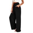 thumbnail image 4 of Yifymode Wide Leg Pants for Women High Wasited Baggy Palazzo Pants Casual Pull On Bell Bottom Smocked Elastic Waist Pants,Black L, 4 of 5