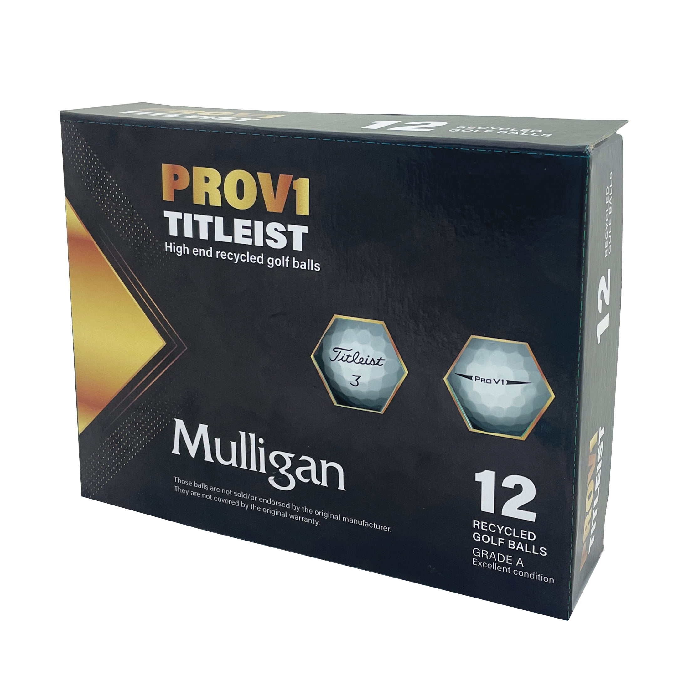 Mulligan Recycled White Golf Balls 12 Titleist Pro V1/x, Eco