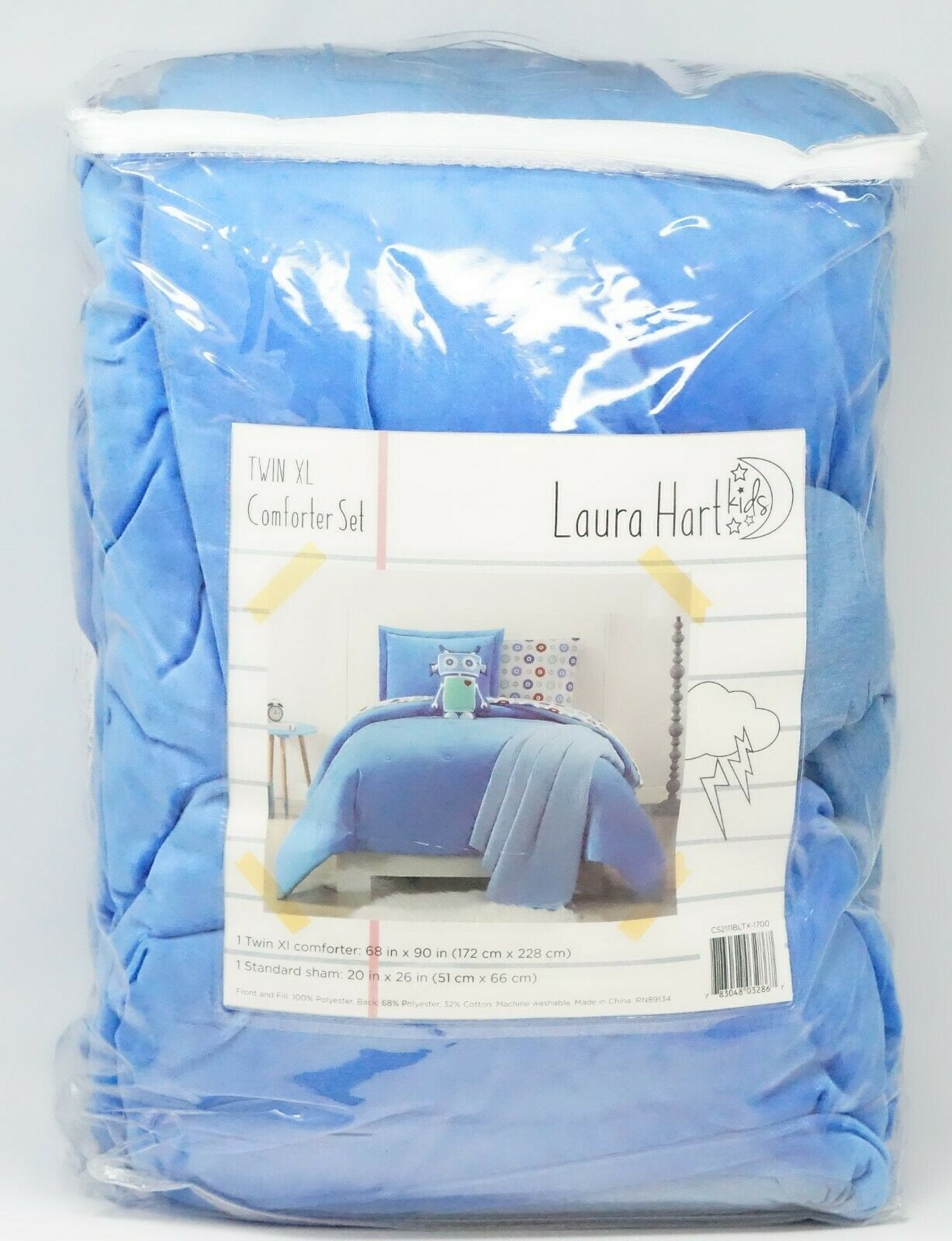 Laura Hart Kids Velvet and Jersey Blue Twin XL Comforter Set Walmart