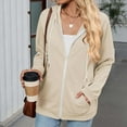 thumbnail image 5 of Fanxing Women's Full Zip Up Hoodie Jacket Casual Long Sleeve Hooded Sweatshirts Pockets Track Coat for Women Khaki XL, 5 of 6
