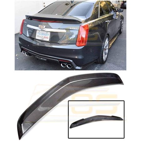 - IMPERFECT - For 2016-Present Cadillac CTS-V | EOS Carbon Package Style Rear Bumper CARBON FIBER Trunk Lid Spoiler Wing Lip