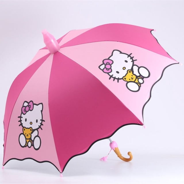 Paraguas impermeable de Hello Kitty Kawaii para niños, sombrilla automática de princesa de dibujos animados japoneses, Sanrio, estudiante