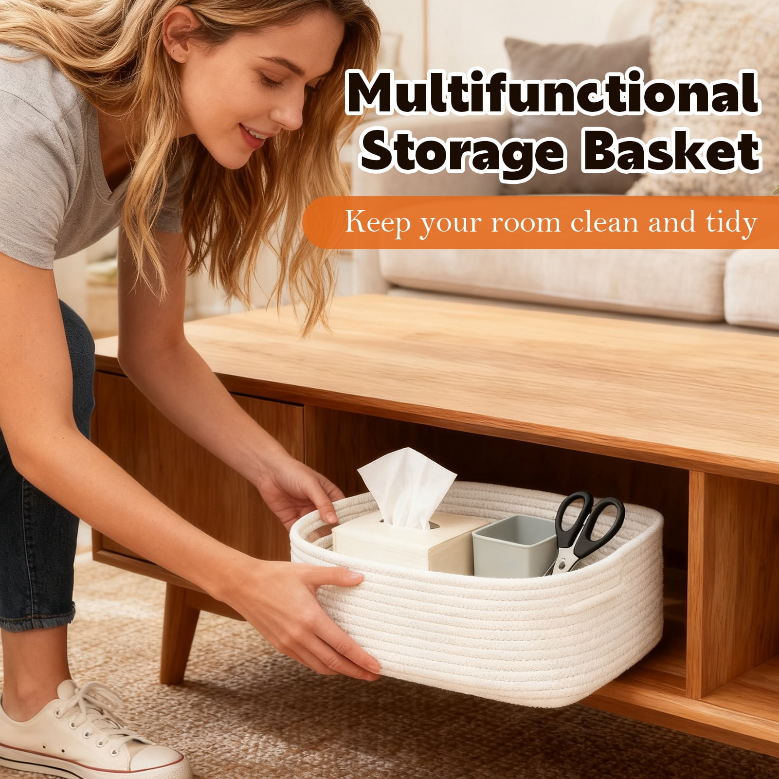 Godance 3 Packs Storage Baskets for Shelves, 13"x8"x5" Closet Organization Storage Bins, Storage Bins for Nursery, Bathroom, Closet, Cube Shelf, Decorative, Gift Basket