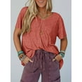 thumbnail image 6 of Womens Oversized Tshirts Knit V Neck Short Sleeve Tunic Tops Summer Casual Loose Fit Tee Shirts, 6 of 7