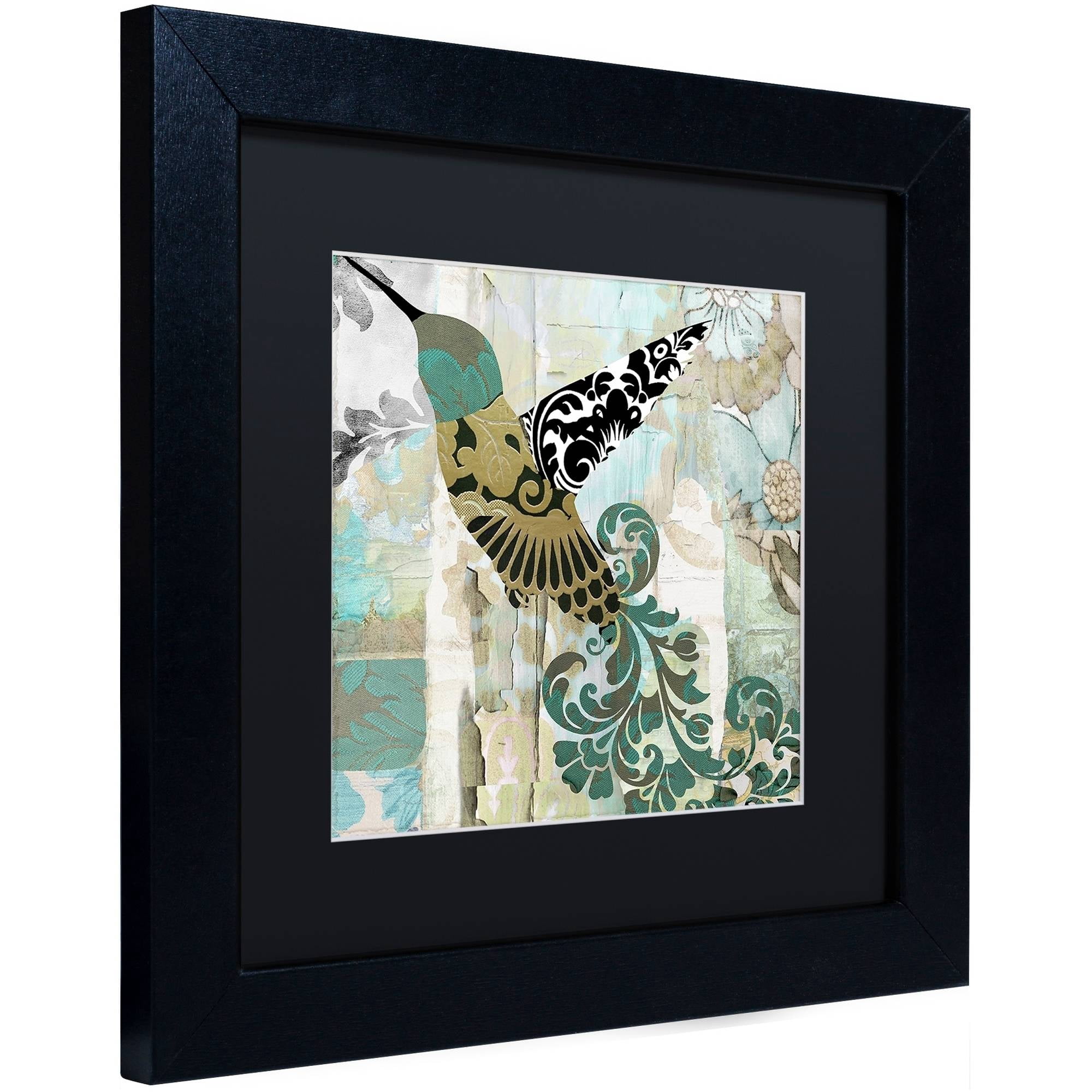 Trademark Fine Art "Hummingbird Batik II" Canvas Art by Color Bakery Black Matte, Black Frame