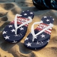 thumbnail image 4 of Uourmeti USA Flag Beach Flip-Flops for Women Fourth of July Cushion Yoga Mat Footbed Anti-slip Bathroom Thong Sandals, Blue, 4 of 7