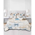 thumbnail image 2 of Quilts Twin-XL Size Bedding Set, Cartoon Cute Cat Lightweight Quilted Comforter, Blue Bow Knot Train Cloud Star Funny Soft Reversible Bedspread Coverlet with Pillow Covers for All Season, 68" x 98", 2 of 7