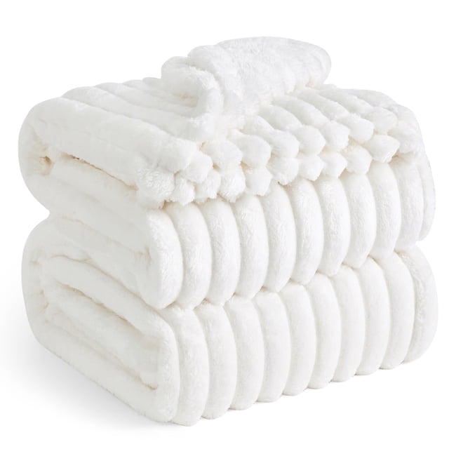 Manta Bedsure California King Size, forro polar, color blanco