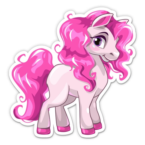 Pretty Pink Pony - 3" Vinyl Sticker - For Car Laptop Water Bottle Phone - Waterproof Decal