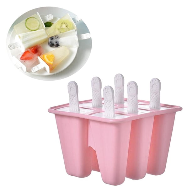 Molde para paletas de silicona reutilizable de fácil liberación para niños 6 celdas rosa Macarena