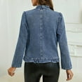 thumbnail image 2 of Oksale Ruffled Denim Jacket for Women Distressed Jean Jacket Long Sleeve Trucker Jacket Vintage Western Jackets Open Front Coat Blue S, 2 of 7