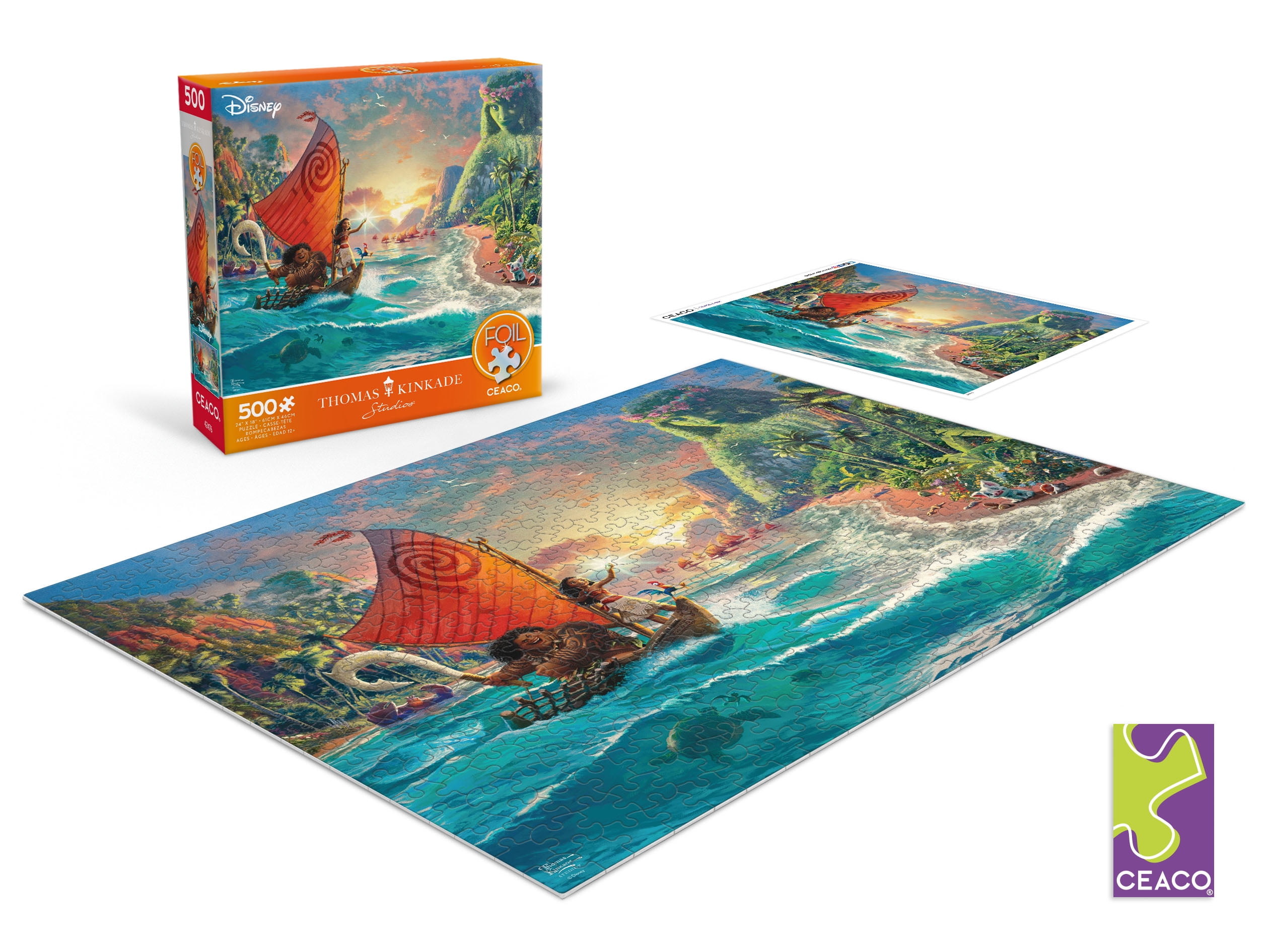 Ceaco 500piece foil thomas kinkade disney moana interlocking jigsaw puzzle  - walmart.com