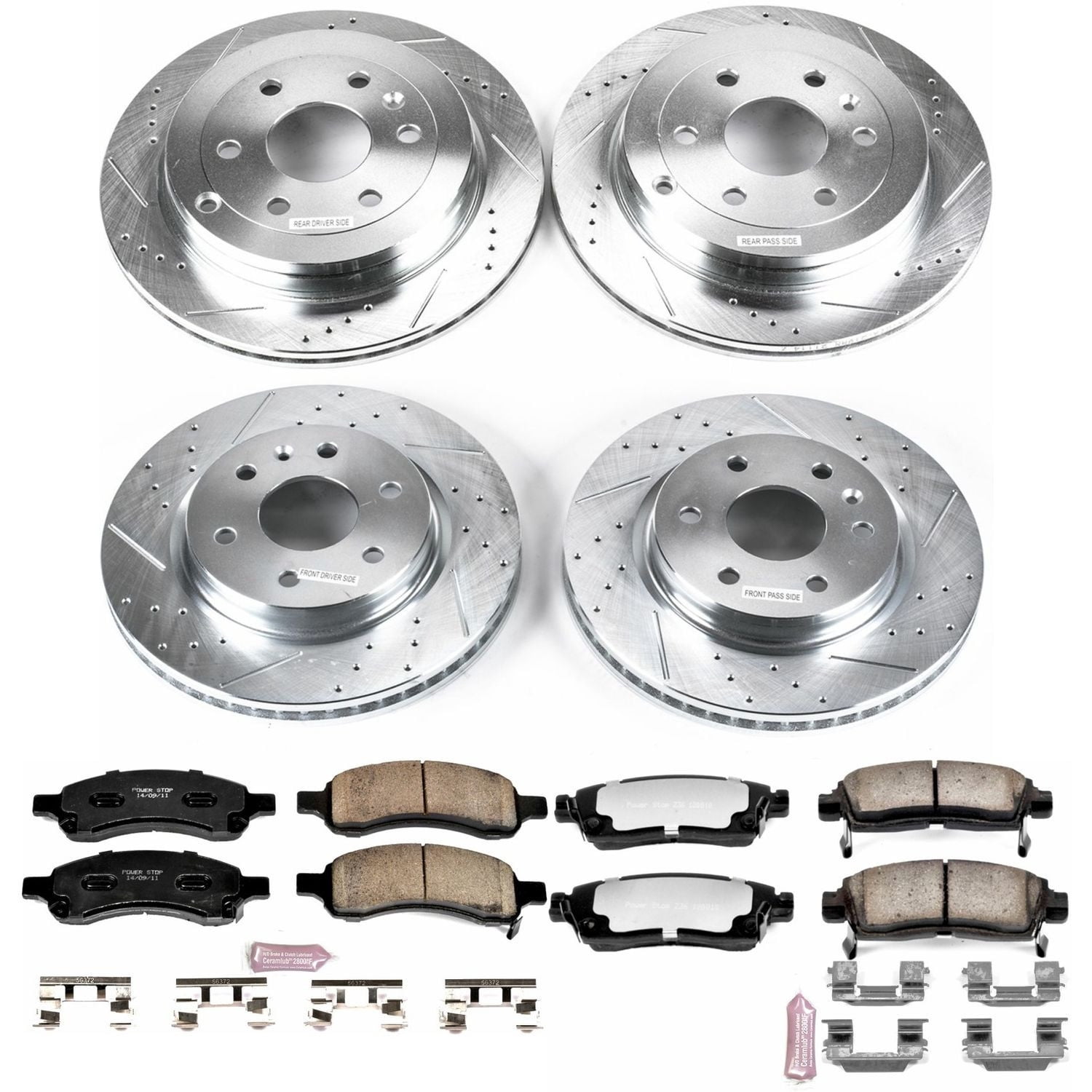PowerStop Front and Rear Z36 Truck & Tow Carbon-Fiber Ceramic Brake Pad and Drilled and Slotted Rotor Kit Fits: BUICK CHEVROLET GMC SATURN Select Models K4466-36