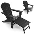 thumbnail image 2 of Gymax Patio Adirondack Chair HDPE Outdoor Lounge Chair w/ Retractable Ottoman Black, 2 of 6