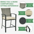 thumbnail image 3 of Gymax 3PCS Patio Metal Bar Set Outdoor Conversation Furniture Set w/ Cushions, 3 of 6