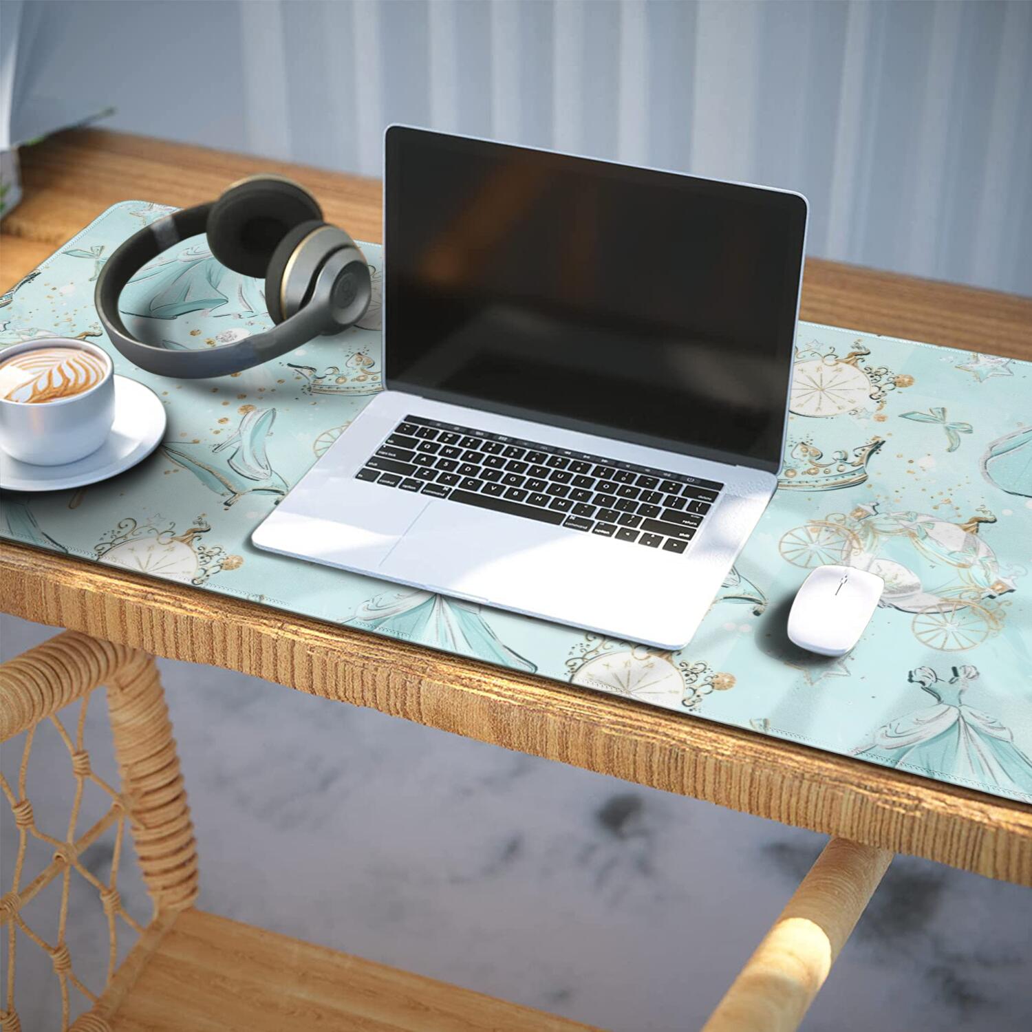 Long Mouse Pads for Desk,Princess Pattern Desk Mats on Top Of Desks, Desk Mouse Pad Extra Large with 3mm Non-Slip Base and Stitched Edge for Gaming,Office,Work,Home 35.4"x15.7"