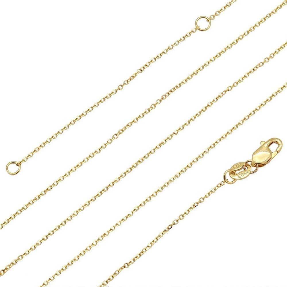 14K White Gold 1mm Cable Chain Necklace 