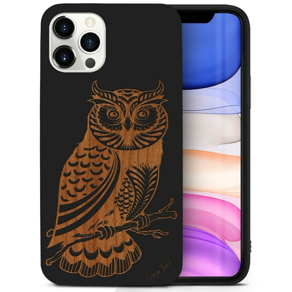 Case Yard Wooden Case for iPhone-11-Pro-Max Soft TPU Silicone cover Slim Fit Shockproof Wood Protective Phone Cover for Girls Boys Men and Women Supports Wireless Charging Owl 2 Design