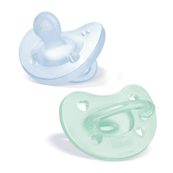 Chicco PhysioForma® One-Piece Silicone Pacifier, 0-6 Months, 2pk - Blue/Green, New