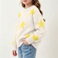 thumbnail image 4 of Atogsazn Childrens Girls Knitted Sweater Casual Star Printed Long Sleeve Sweaters Fall Winter Tops Clothes White 8-10 Years Fashion, 4 of 7