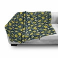 thumbnail image 2 of Fruit Soft Flannel Fleece Throw Blanket, Repetitive Lemons and Flowers Cartoon Print, Cozy Plush for Indoor and Outdoor Use, 70" x 90", Petrol Blue Yellow, by Ambesonne, 2 of 5