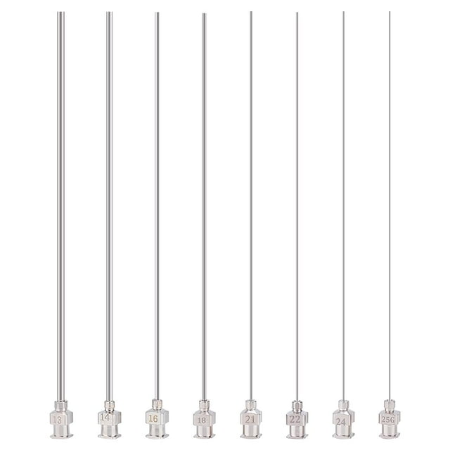 Aguja dispensadora de acero inoxidable 304 de tamaño 8, agujas para frascos de pegamento con punta roma y conexión Luer Lock para dispensador de líquidos.