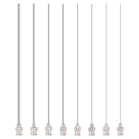 DIY 8 Size 304 Stainless Steel Dispensing Needle Blunt Tip Glue Bottle Needles with Luer Lock Liquid Dispenser Needle for Refilling E-Liquid Inks Needle Length: 4.7inch DIY