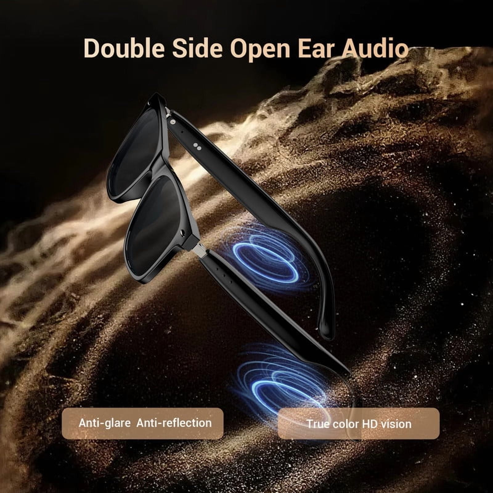Blackview Smart Glasses with Polarized Sunglasses Lens, Bluetooth Open Ear Headphones, Voice Assistant, Touch Control, Blue Light Blocking, Lightweight for Travel Outdoor Driving