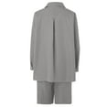 thumbnail image 5 of WAYUTE 2 Piece Sets for Women Button Down Lapel Cardigan Shirt Top with Pockets Summer Outdoor Solid Color Casual Shorts Set, 5 of 5