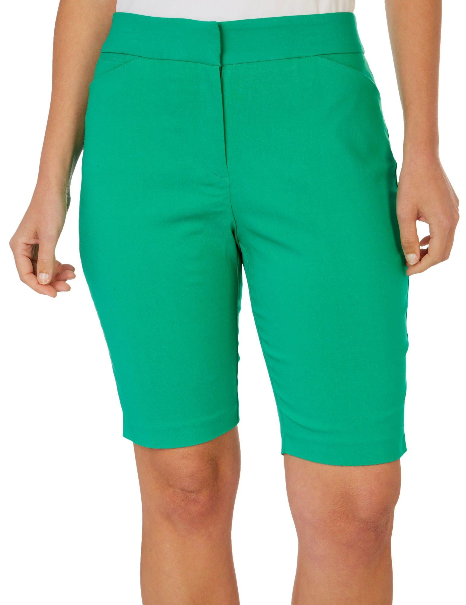 ATTYRE Womens Bengaline Solid 10 in. Shorts 12 Green - Walmart.com