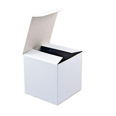 - 4 x 4 x 4 Inches Glossy White Blank Paper Cube Gift Box