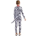 thumbnail image 5 of Disfraz unisex de Animal para cachorros y Halloween, mono con estampado de vaca y leche dálmata, mono de manga larga con cola 3D para cachorros, pijama, 5 of 5