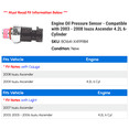thumbnail image 2 of Engine Oil Pressure Sensor - Compatible with 2003 - 2008 Isuzu Ascender 4.2L 6-Cylinder 2004 2005 2006 2007, 2 of 2