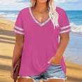 thumbnail image 4 of Womens Plus Size V Neck T Shirts Summer Short Sleeve Tees Casual Loose Solid Base Shirts Tops, 4 of 6