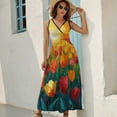 thumbnail image 2 of Vibe Blooming Tulips Art Sleeveless Dress Women's Summer Suit Dresses for Women 2025 Luxury Party Dress, 2 of 7