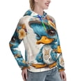 thumbnail image 6 of Daiia Cute Sunflower Blue Duck Pattern Women's Fashion Hoodies & Sweatshirts with Kangaroo Pocket Hooded Sweatshirt with Eye-catching Drawstrings-Large, 6 of 7