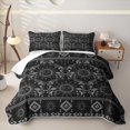 thumbnail image 2 of Homewish Boho Sun Moon Quilt King, Victorian Damask Aztec King Coverlet Set, Black Gray, 3 Pieces 1 Bedspread and 2 Pillowcases, 2 of 7
