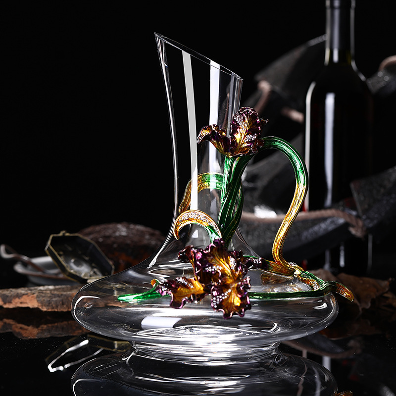 Homeex Enamel Iris Leadfree Crystal Red Wine Glass Decanter Set