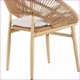 thumbnail image 2 of Outdoor Dining Chairs, Rustic-Modern Papasan Set of 2 – Teak Legs, Light Brown Wicker, Beige Cushion | Beige | PE Rattan+Iron, 2 of 14