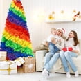 thumbnail image 3 of Topbuy 7FT Artificial Hinged Christmas Tree Colorful Rainbow Full Fir Xmas Tree with 1213 Branch Tips, 3 of 10