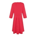 thumbnail image 3 of Elegant Women's 3/4 Sleeve A-Line Midi Dress with Keyhole Neckline Perfect for Casual or Formal Occasions, 3 of 5