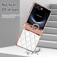 thumbnail image 4 of for Samsung Galaxy Z Flip 7 Case Hinge Protection with Finger Ring Holder, Premium PU Leather Hybrid PC All-Inclusive Diamond Bling Phone Case for Samsung Galaxy Z Flip 7 5G, White, 4 of 6