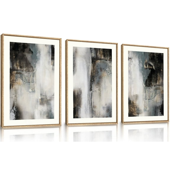 Large Abstract Framed Canvas Wall Art Set,Black and White Wall Art,Illustrations Modern Wall Decor for Livingroom, Bedroom, Office, Dining Room-16"x24"x3